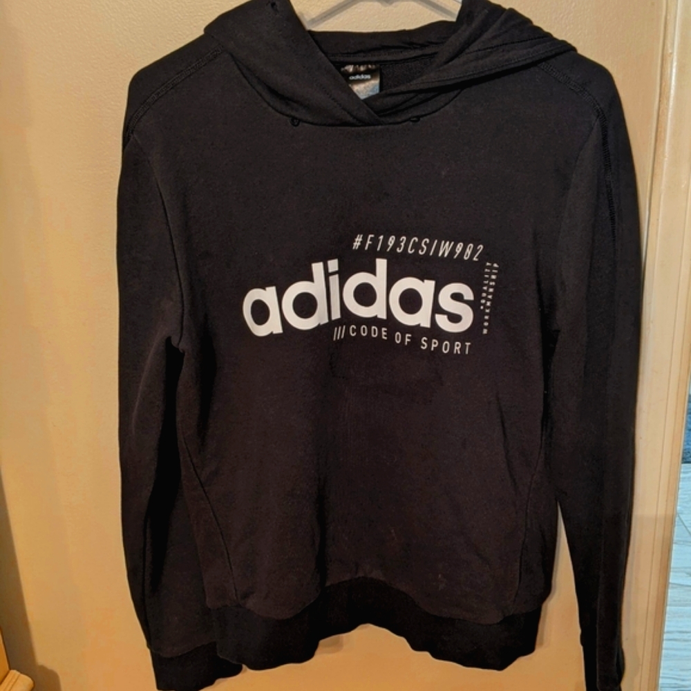 Old school Fifa Adidas hoodie. Black and white cotton. L (16-18)